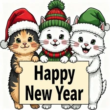 30 Custom New Years KIttens Personalized Address Labels