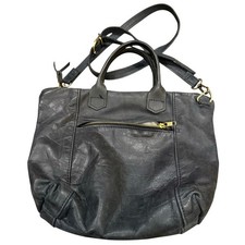 Vintage Black C.A.S. Hand Made in USA Black Leather Purse Bag Tote