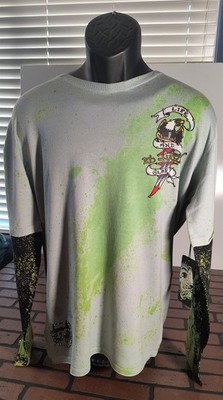 ED HARDY by Christian Audigier - Life And Glory Vtg Green Sweater ~NEW~L-2XL