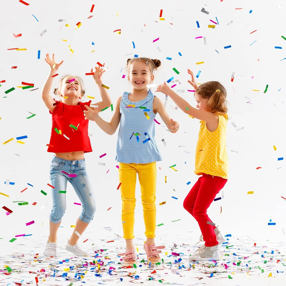 Confeti metálico rectangular de 300 gramos de papel de aluminio multicolor para rociar mesa confeti... Foto 2 de 4