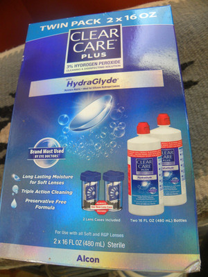 2 Pack Clear Care Plus HydraGlyde Cleaning and Disinfecting Solution -12 fl oz