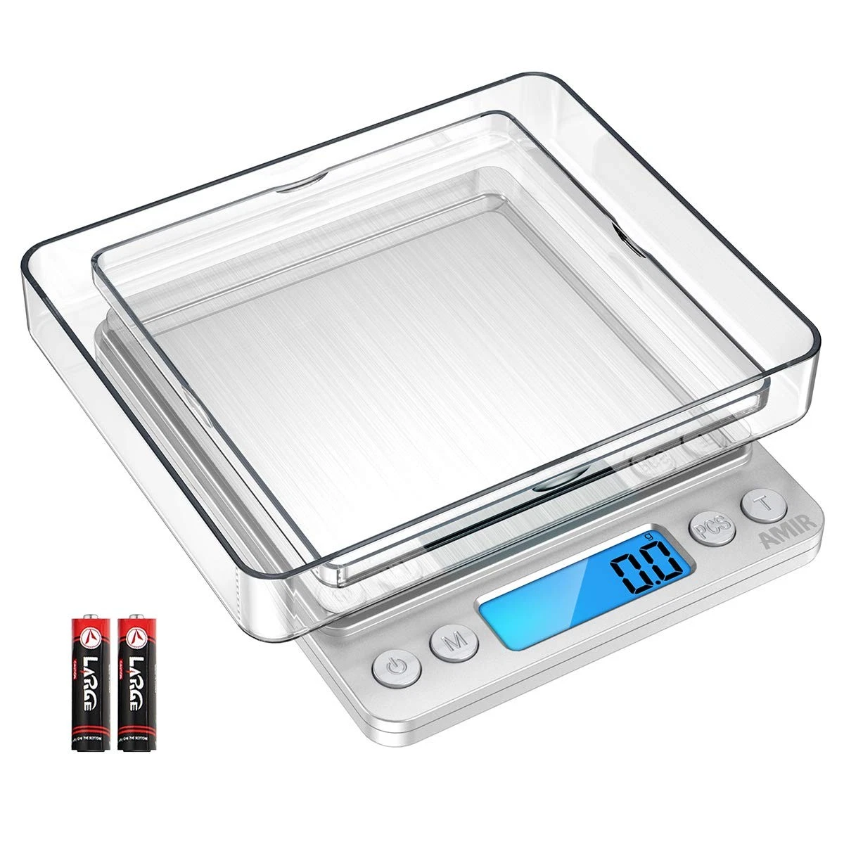 AMIR Digital Kitchen Scale, 3000g 0.01oz/ 0.1g 4 x 5 x 0.75 inches, Sliver