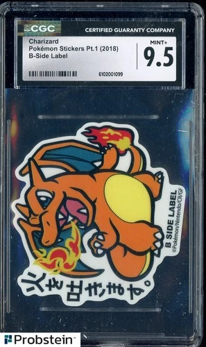 2018 Pokemon Stickers Pt.1 B-Side Label Charizard CGC 9.5 MINT+
