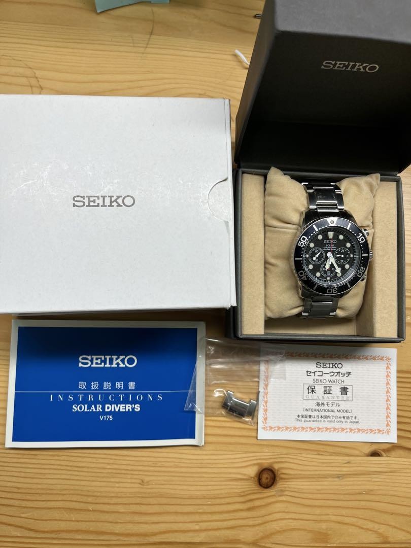 SEIKOセイコV175-OADO AIR DIVER'S 200m SOLAR Seiko V175-0AD0 Chronograph Air Divers 200m Date Solar Mens Watch