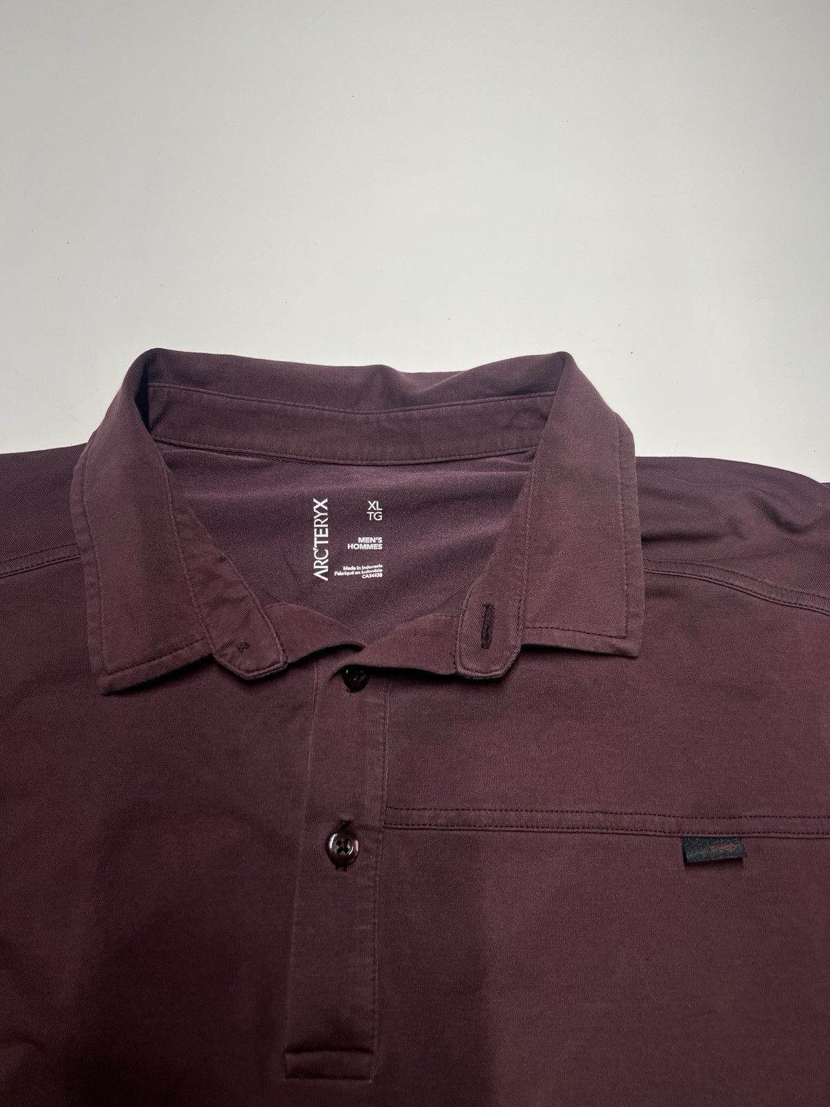 Arc'Teryx Camicia Uomo Prigione SS Polo Manica Corta Borgogna Arcteryx Cotone MED