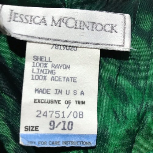 VTG Jessica McClintock 9/10 dark green velvet skirt satin bow hem fairy grunge - Picture 3 of 8