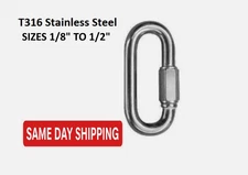 T316 Stainless Steel Carabiner Quick link Strap Connector Chain Repair Shackle D