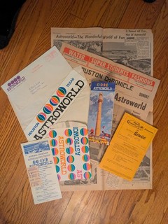 Astroworld 1968 asst. lot of 9 from June 3 visit brochures sticker etc