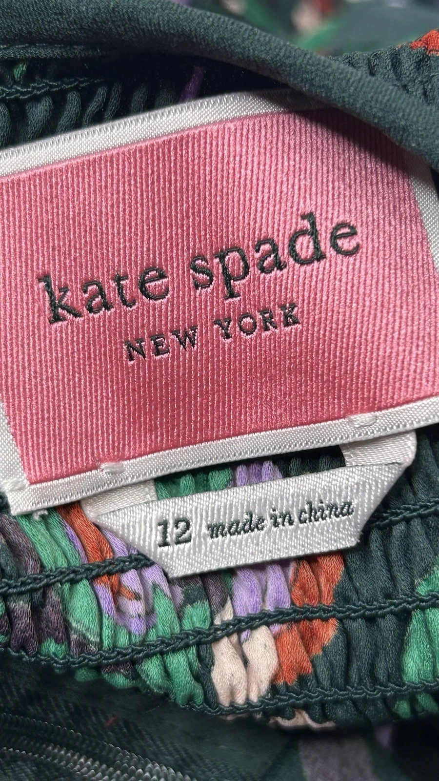 Mini Abito Kate Spade Fleur Nouveau Smocked Ruffle Verde Donna Taglia 12 Brunch