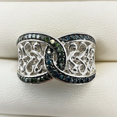 #ad Victoria Wieck Ring Blue Green Gemstone Sterling Silver 925 8 HSN Lattice $79.00