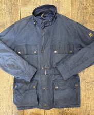 Belstaff Tg M Giacca Cotton Wax Vintage Biker Workwear Blu Rare Made England