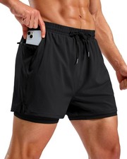 Men's 2 in 1 Workout Running Shorts 5" Quick Dry Lined Gym Shorts Athletic wi...