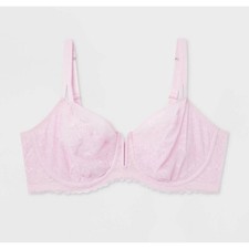 AUDEN Women 42DD Light Pink Lace Unlined Comfort Wire Balconette Bra NWT