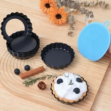 Mini Tart Pans Removable Bottom Nonstick 4 Inch Dark Gray 16 Pcs for Baking