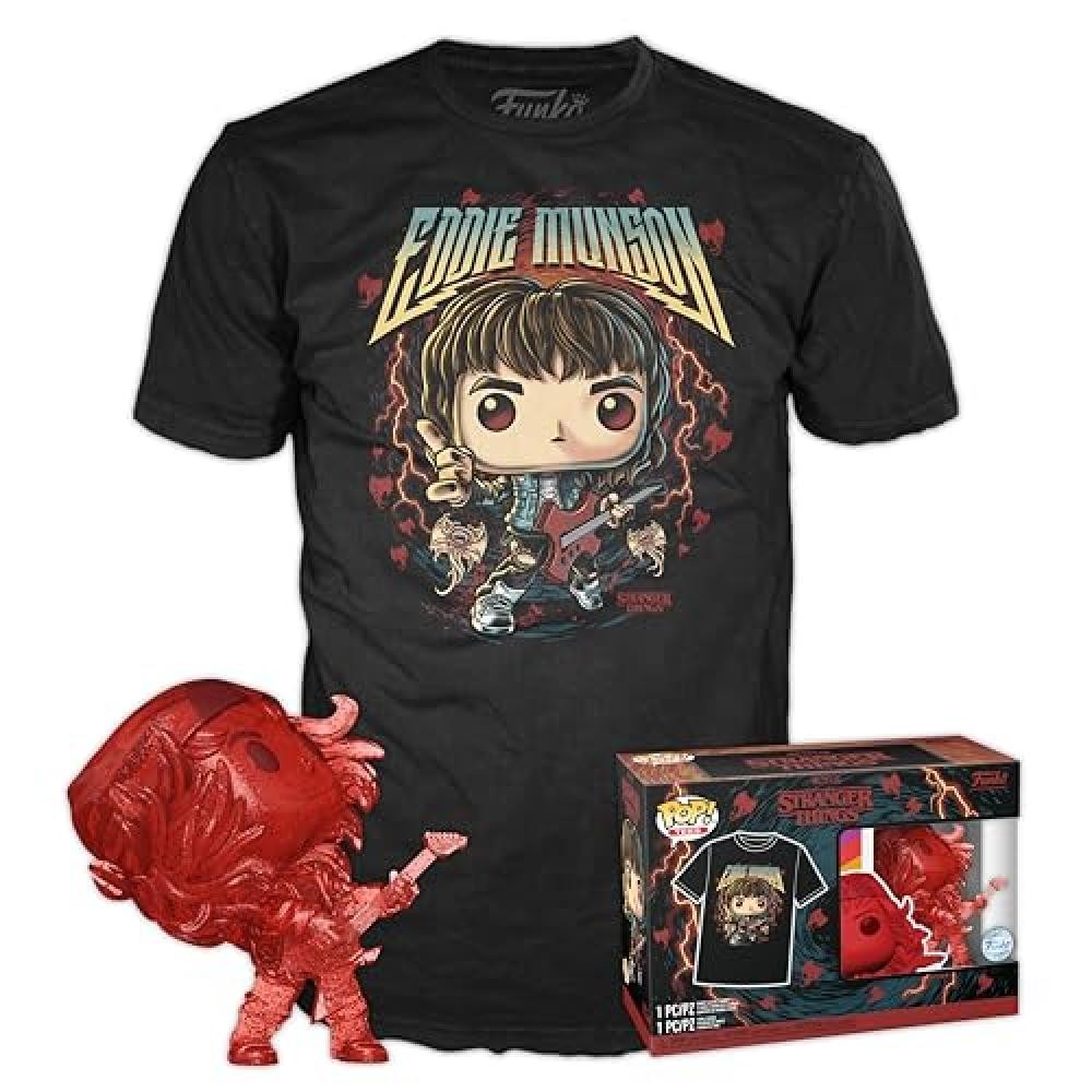 (TG. Taglia unica) Funko POP! & Tee: Stranger Things - Hunter Eddie With Guitar