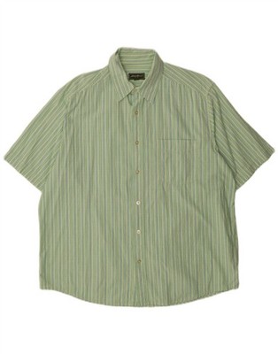 Eddie Bauer Herren Kurzarm Hemd Large Grün Nadelstreifen Baumwolle WZ10