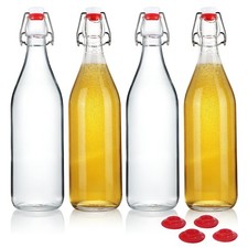 YEBODA Clear Glass Bottles with Stopper For Home Brewing Beer 32 Oz, 