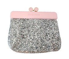 Miu Miu Parfums Silver Glitter Kiss Lock Coin...