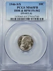 1946 S/S Roosevelt Silver Dime DDR RPM FS-502 Doubled Die PCGS MS65 FB