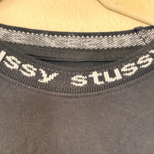 Stussy Womens Top Medium Jacquard Spell Out Long Sleeved T Shirt Ring Collar - Picture 3 of 6