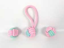 Dog Chew Rope Toy Set of 3 Pink Tug Toys Durable Dental Puppy Small Medium Dog