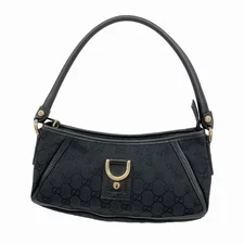 Gucci GG Canvas Handbag Black Canvas Gold Hardware Ladies 130939 #RC06266