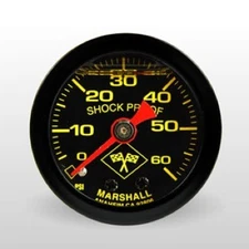 Marshall Fuel Pressure Gauge MNB00060; 0-60 psi 1-1/2 in. Liquid Filled Blk/Yel