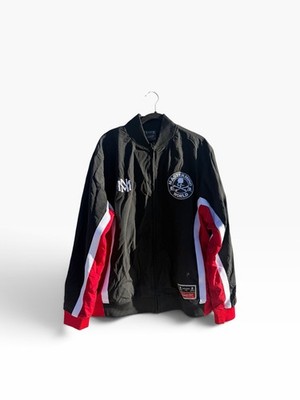 NWT Mitchell & Ness x Mastermind Zip-Up Warmup Jacket Men's Black Embroidered L.