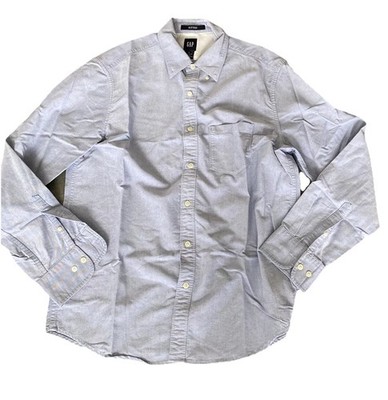Gap Mens Dress Shirt Fitted Button Down Blue Size Medium