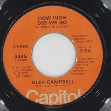 GLEN CAMPBELL Sunflower CAPITOL 4445 VG+ 45 RPM 1977 Country 7" Folk Jukebox