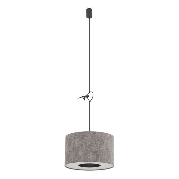 HäNgelampe Stoff Seidengrau E27 Verstellbar L:40 Cm Pendelleuchte Esstisch-image