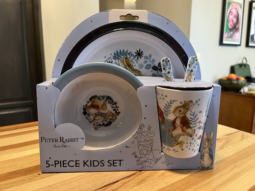 NEU Beatrix Potter PETER RABBIT Kinder Mehrfarbig 5-teiliges Melamin Geschirrset - Bild 1 von 9