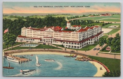 The Griswold Hotel Eastern Point New London CT Vintage Linen Postcard JS Publ.
