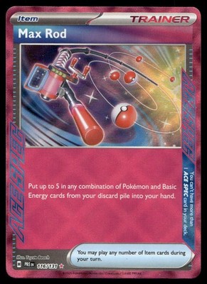 Max Rod 116/131 Holo ACE SPEC Rare Prismatic Evolutions Pokemon Near Mint