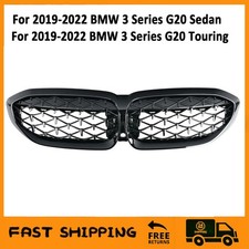For 2019-2022 Bmw G20 330i M340i Gloss Black Diamond Front Kidney Grill Grille
