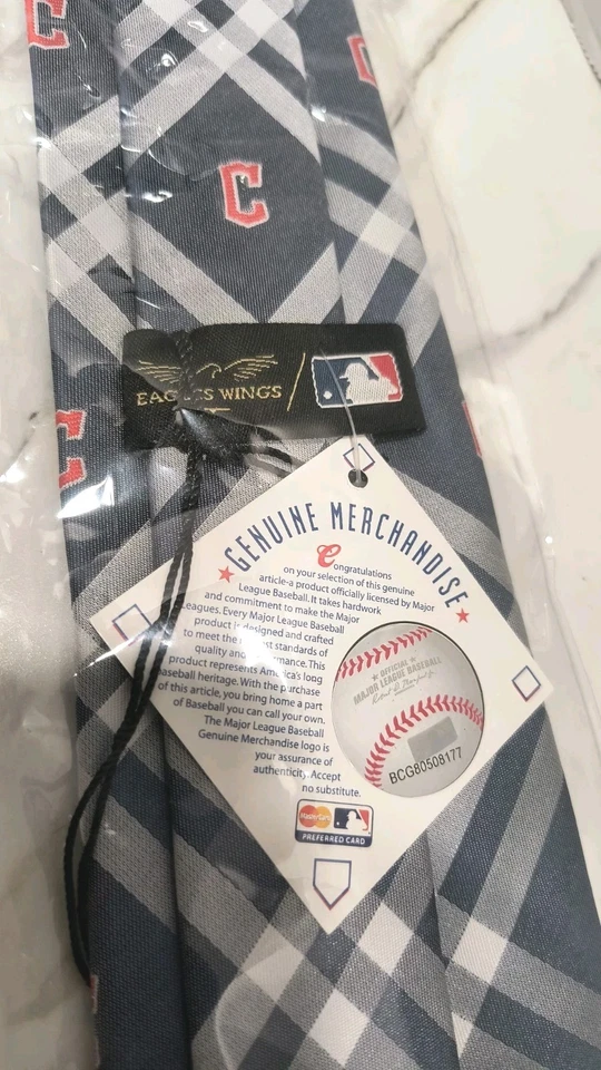 Cleveland Guardians Neck Tie MLB New Package Baseball Eagles Wings  - Image 3 of 3
