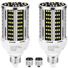 50W 2 Pack LED Corn Light Bulb,5000K Daylight 6500LM 500W Equivalent Commerc...