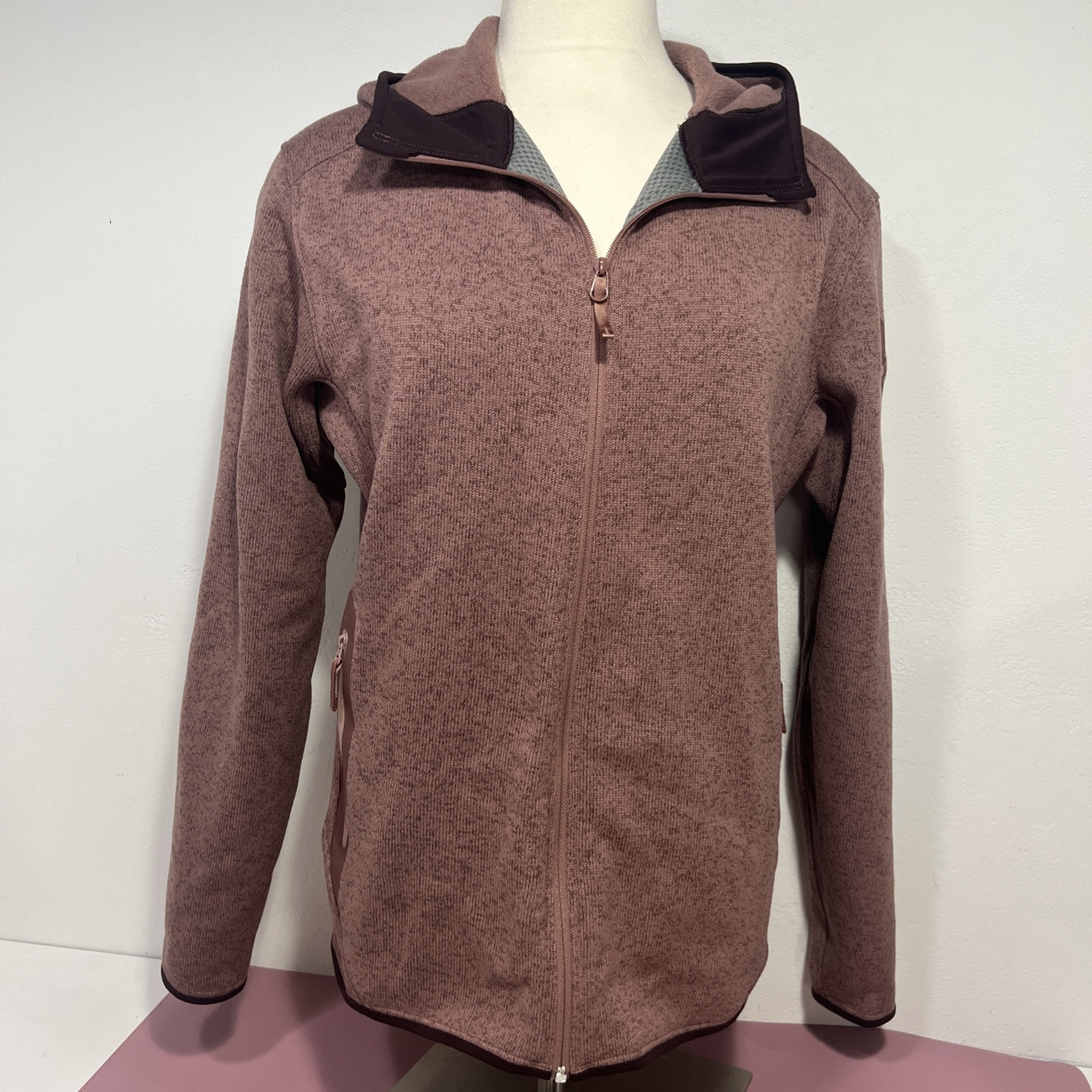 Arc'teryx Covert Hoody Jacket rosa polvere viola maglia con cappuccio zip intera taglia L