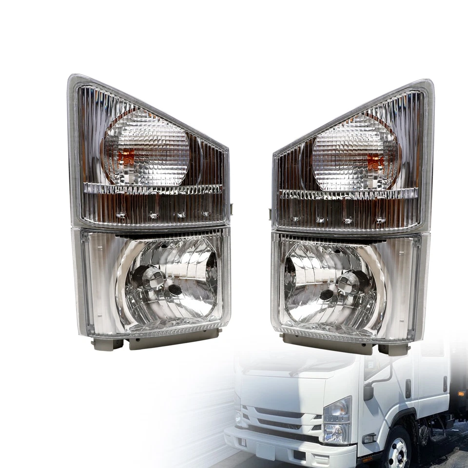 For 2008-2020 ISUZU NPR NPR-HD NQR NRR Headlights Left and Right Corner Lamps - Image 2 of 4