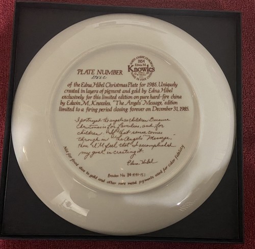 KNOWLES Edna Hibel Christmas Plate for 1985 "The Angels' Message" # 2756 C - Picture 2 of 7