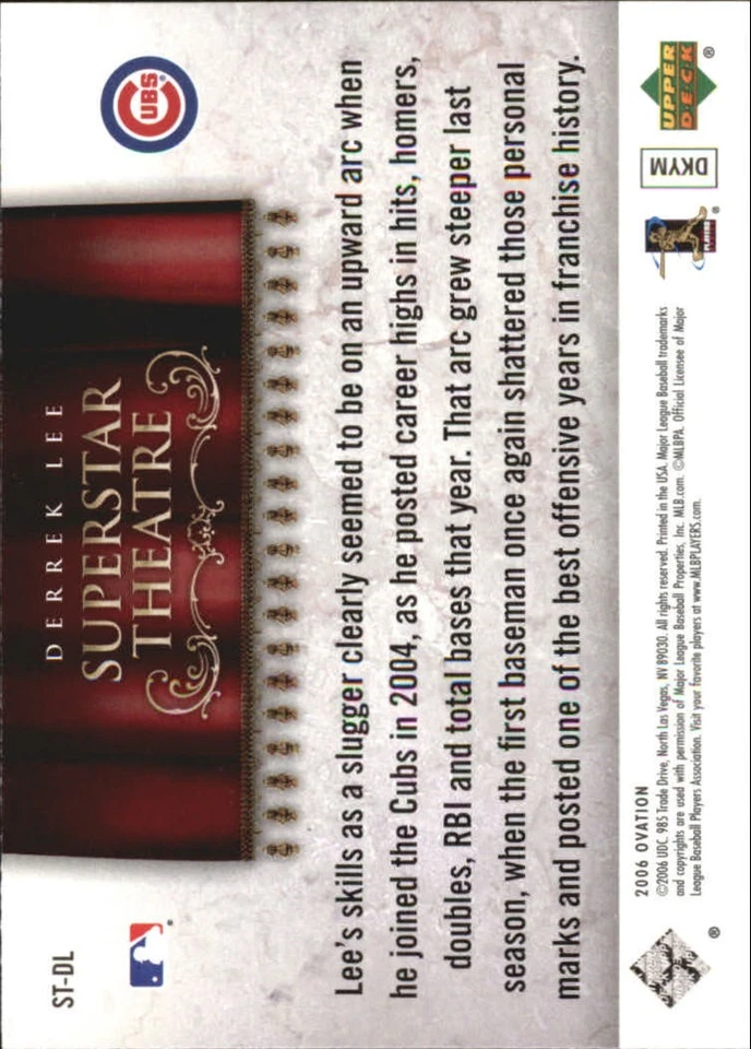 2006 Upper Deck Ovation Superstar Theatre #DL Derrek Lee - BB - Image 2 of 2