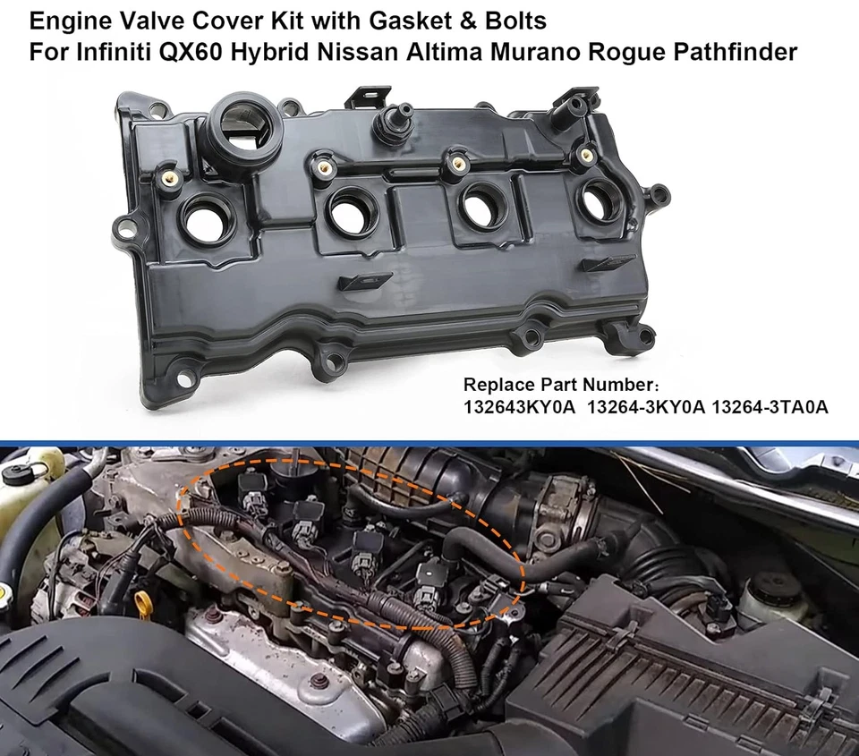 Engine Valve Cover Compatible with 2014-2017 Nissan Altima Rogue Murano Foto 2 de 4