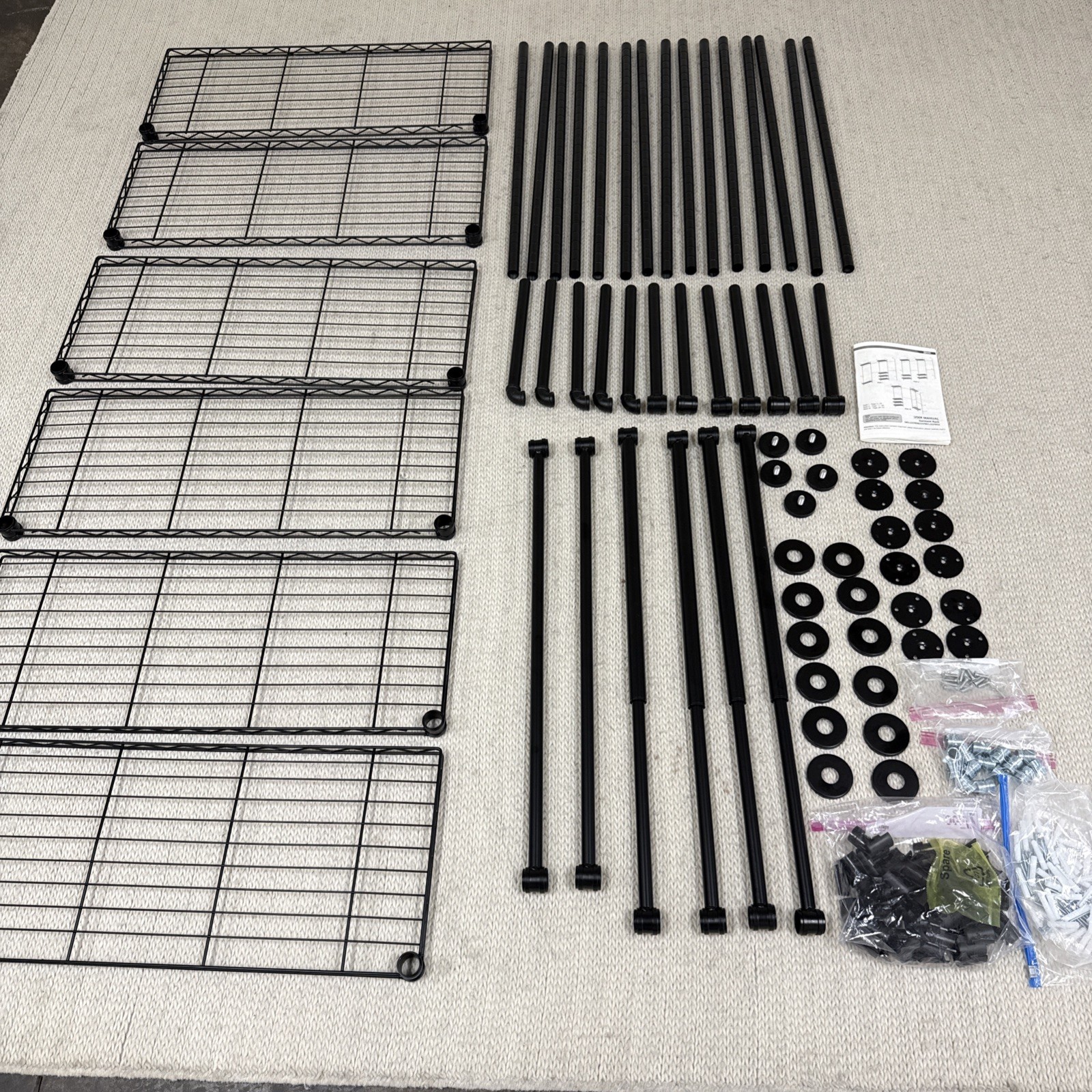 Timate F4 Closet Wall Mounted System, Black Pipe Rods With Shelves, Clothing