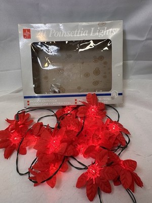 Vintage Foremost Industries 20 Poinsettia String Lights Tested Working