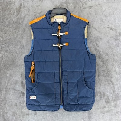 Marshall Artist Mens M. 27 A. Dry Wax Coated Cotton Quilted Toggle Vest Navy M