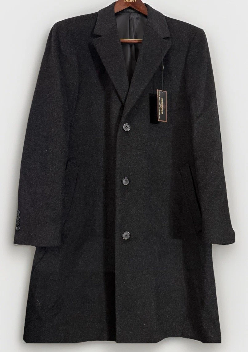 NEW Weatherproof Garment Co Button Jacket Black Coat Lined Wool Sz 42 Long $249