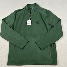 Ben Sherman Sport Sweater Men Large Green 1/4 Zip Golf Micro Fleece Pullover