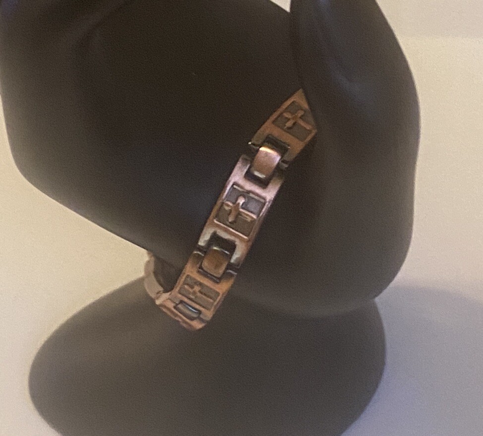 Signed Copper Panel Link Cross Design Therapy Bra… - image 13