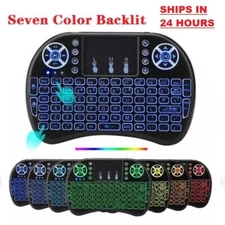 2.4gHz - Backlit Mini Wireless Handheld Keyboard Mouse Touchpad Black - 7 COLOR