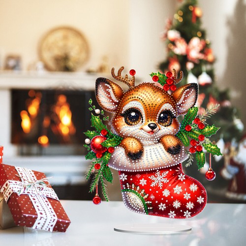 Animales de Navidad con formas especiales de acrílico 5D diamante arte decoración de mesa z - Imagen 8 de 27
